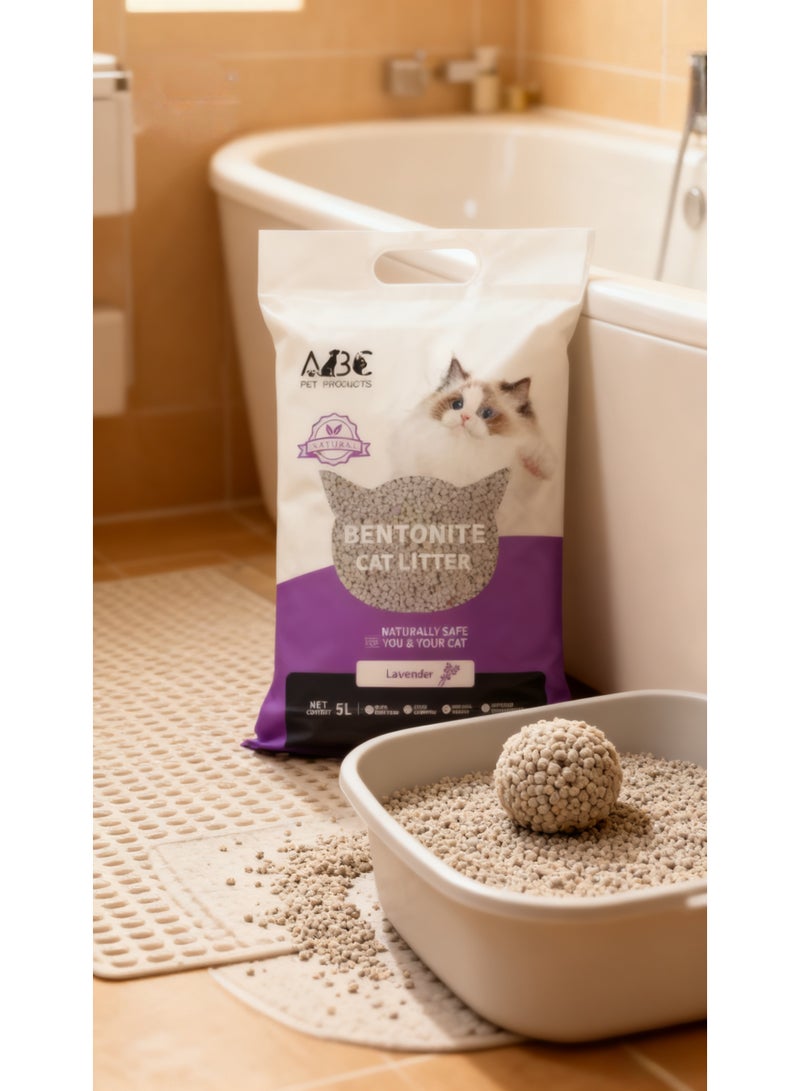 5 لتر/4 كجم مسحوق فحم القطط من البنتونيت على شكل كرة من اللافندر - Image 3